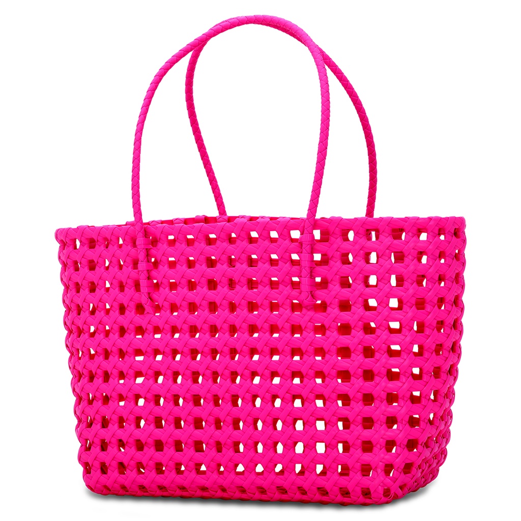 Large Pink Woven Tote Bag | Iscream